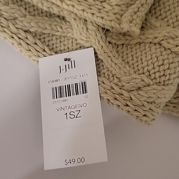 J. Jill Pure Jill Wool Blend Cable Knit Infinity Scarf Tan NWT - Picture 2 of 7